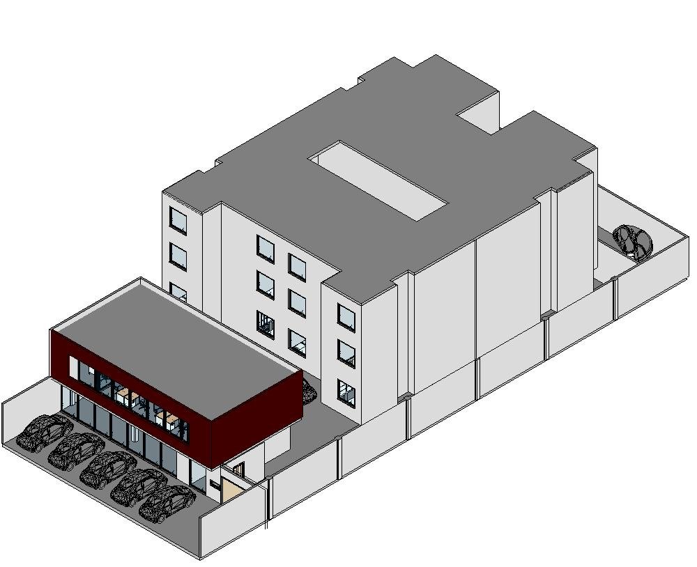 Proyecto hotelero en render arquitectónico
